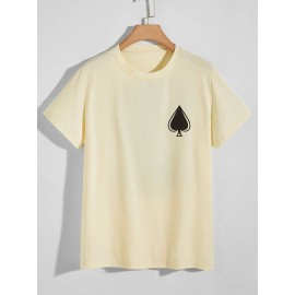 Men Poker Print Crew Neck Tee