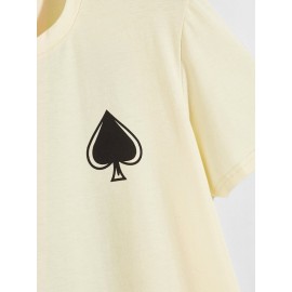 Men Poker Print Crew Neck Tee