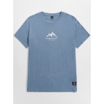 Men Mountain And Slogan Graphic Patch Detail Tee