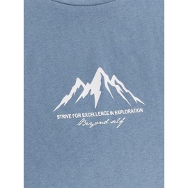 Men Mountain And Slogan Graphic Patch Detail Tee