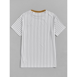 Men Striped & Letter Graphic Tee