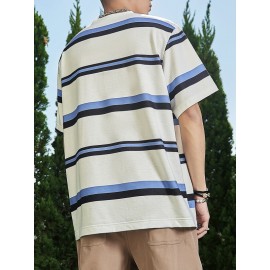 Men Block Striped Tee