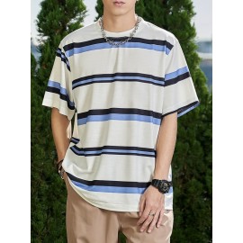 Men Block Striped Tee