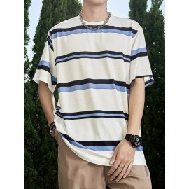 Men Block Striped Tee