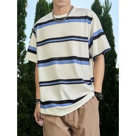 Men Block Striped Tee