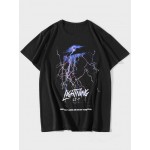 Men Letter & Lightning Print Tee