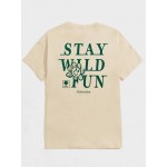 Men Cartoon and Slogan Print Drop Shoulder Tee