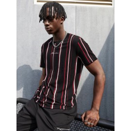 Men Letter Graphic Striped Tee