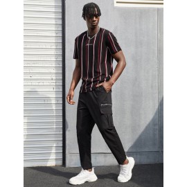 Men Letter Graphic Striped Tee