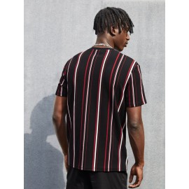 Men Letter Graphic Striped Tee