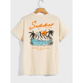 Men Tropical and Letter Graphic Tee