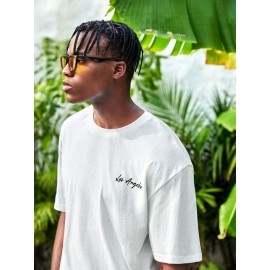 Men Slogan & Palm Tree Print Tee