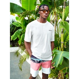 Men Slogan & Palm Tree Print Tee