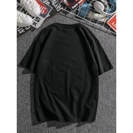 Men Letter Print Round Neck Tee