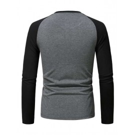 Men Color Block Raglan Sleeve Tee