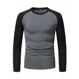 Men Color Block Raglan Sleeve Tee