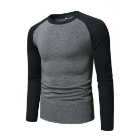 Men Color Block Raglan Sleeve Tee