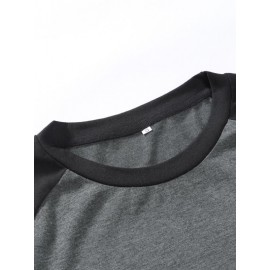 Men Color Block Raglan Sleeve Tee