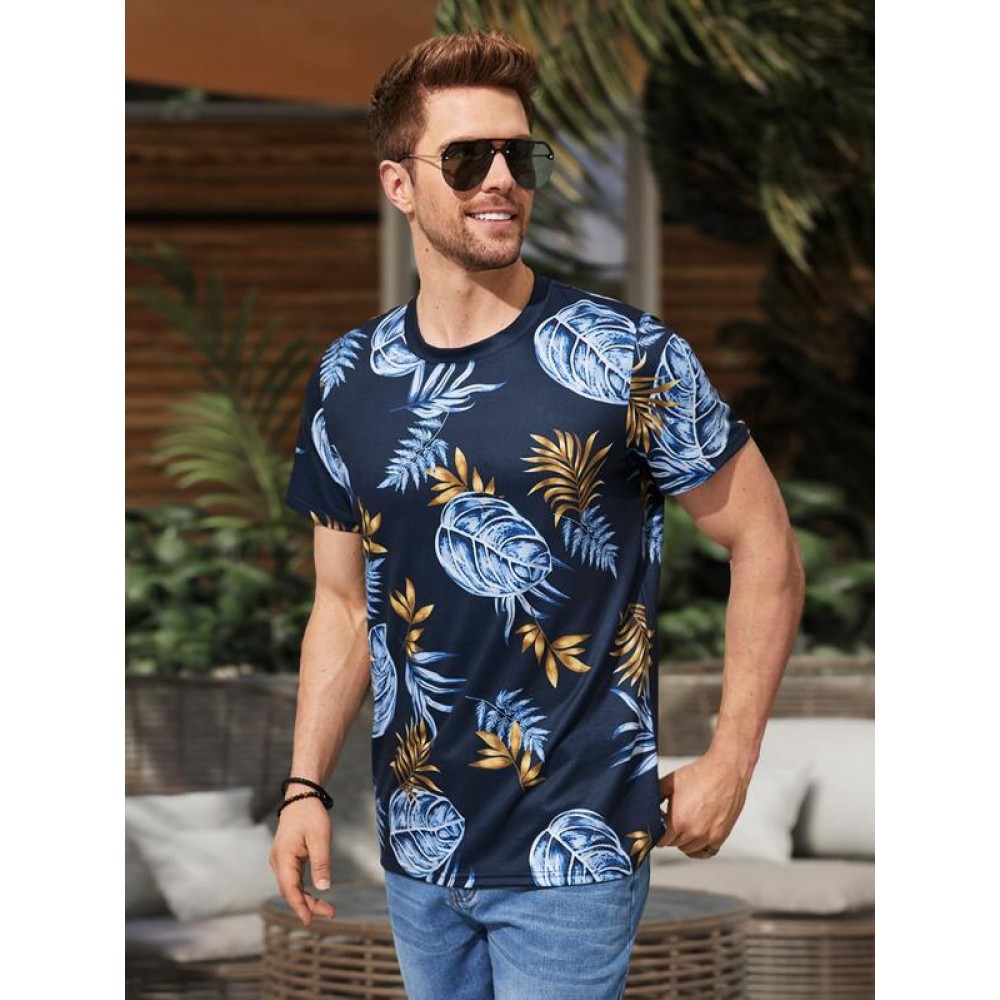 Men Tropical Print Tee