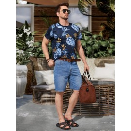 Men Tropical Print Tee