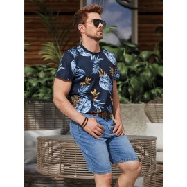 Men Tropical Print Tee