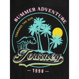 Men Coconut Tree & Letter Graphic Tee