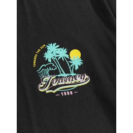 Men Coconut Tree & Letter Graphic Tee