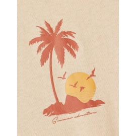 Men Coconut Tree & Letter Graphic Tee