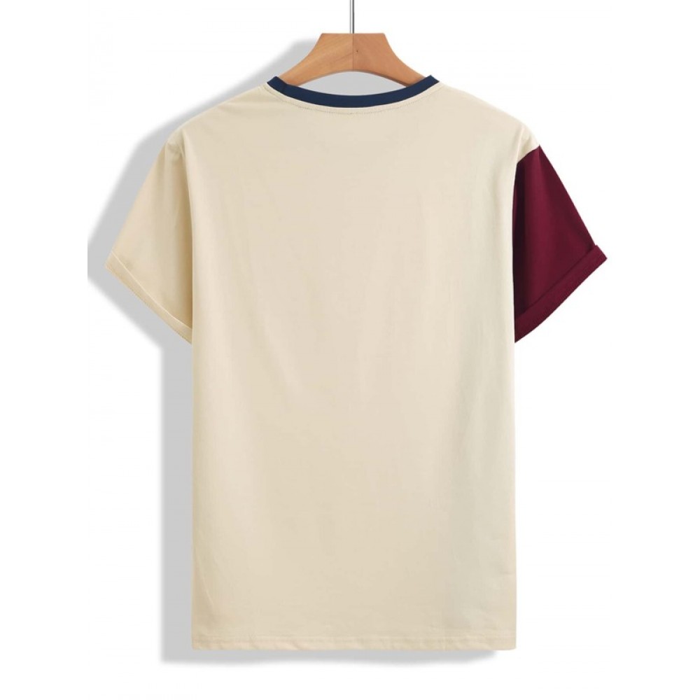 Men Letter Graphic Color Block Tee