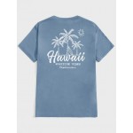 Men Letter & Tropical Graphic Tee