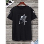 Men Floral & Japanese Letter Graphic Tee