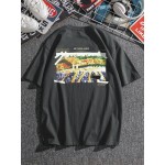 Men Oil Paint And Slogan Graphic Tee