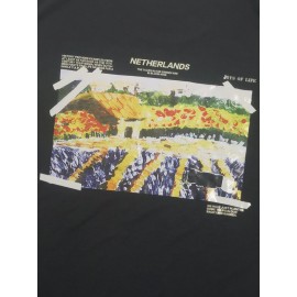 Men Oil Paint And Slogan Graphic Tee