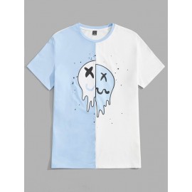 Men Cartoon Graphic Two Tone Tee