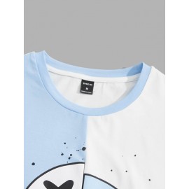 Men Cartoon Graphic Two Tone Tee