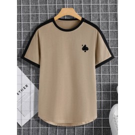 Men Playing Card Print Contrast Trim Tee