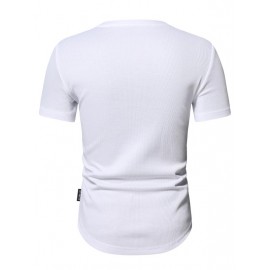 Men Solid Half Button Tee