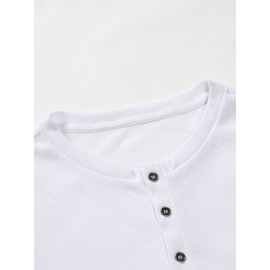 Men Solid Half Button Tee