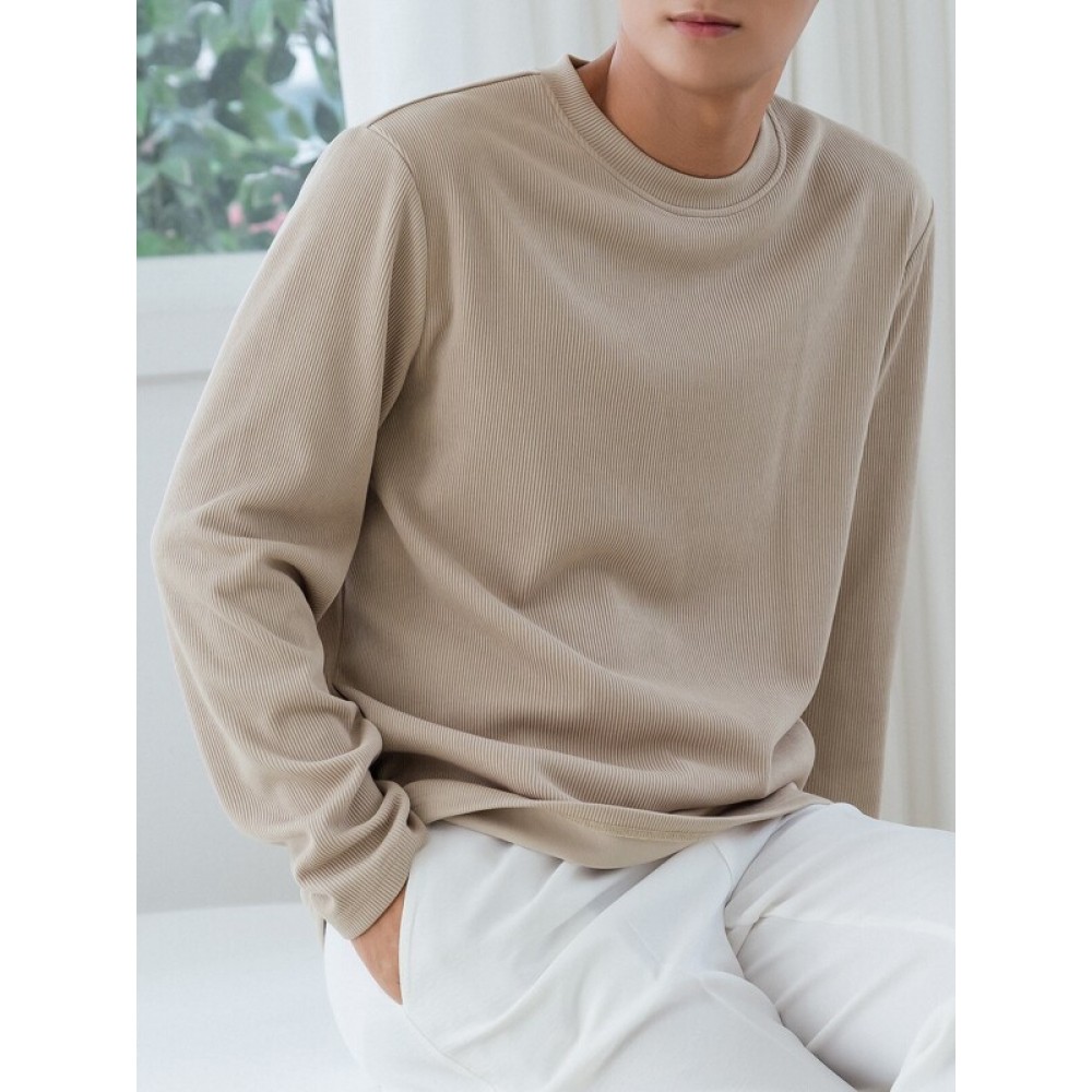 Men Solid Rib-knit Tee