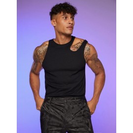 Men Asymmetrical Neck Tank Top