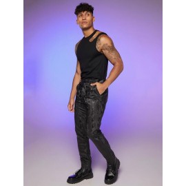 Men Asymmetrical Neck Tank Top