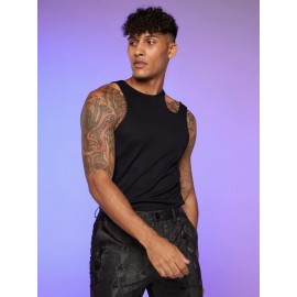 Men Asymmetrical Neck Tank Top