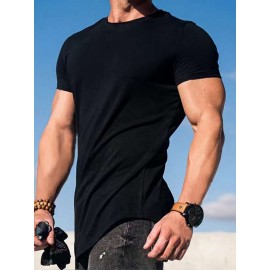 Men Solid High Low Tee