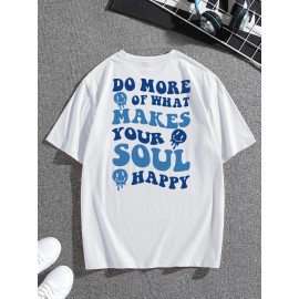 Men Cartoon And Slogan Graphic Tee