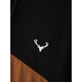 Men Antler Print Color Block Tee