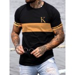 Men Letter Graphic Colorblock Tee