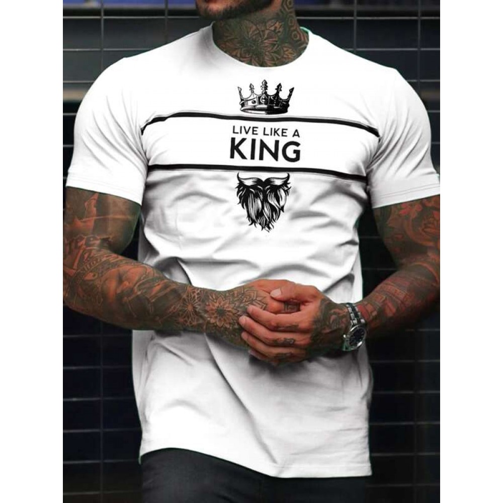 Men Crown & Slogan Graphic Tee