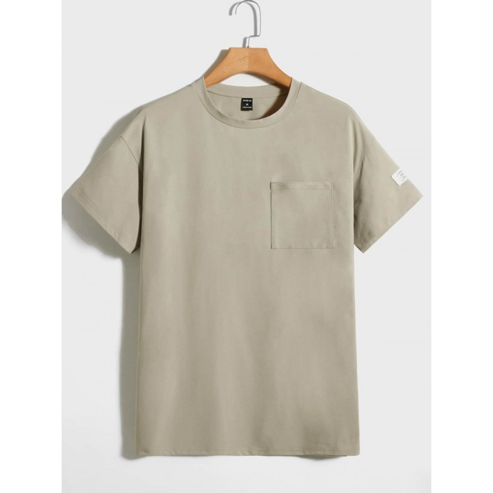 Men Patched Pocket Drop Shoulder Tee