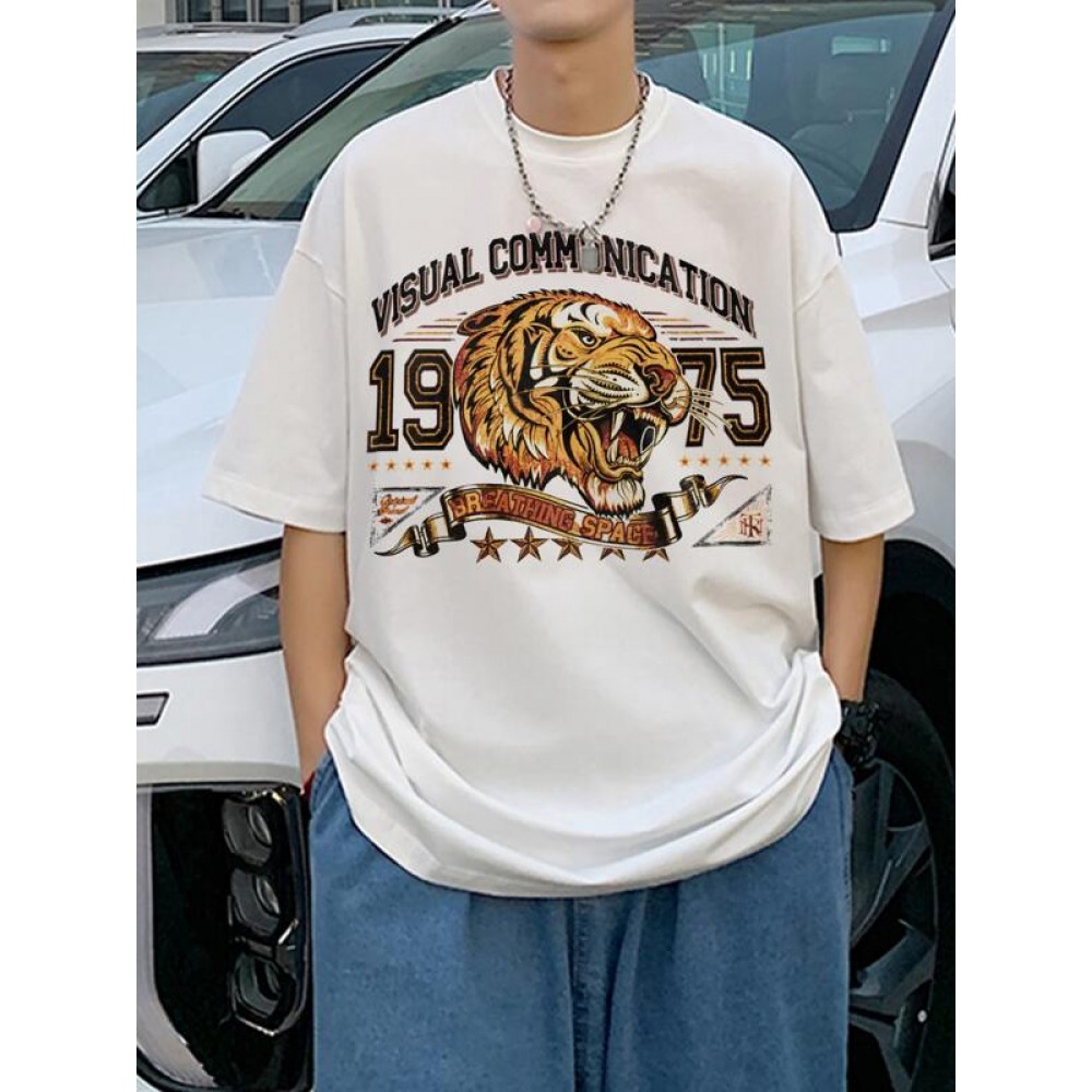 Men Tiger & Letter Graphic Tee