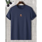 Men Cartoon Bear Embroidered Tee